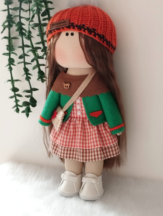 عروسک روسی دخترانه30سانتی سرچرخشی مدل ست نارنجی و سبز(ارسال رایگان)🍂🍁🌻