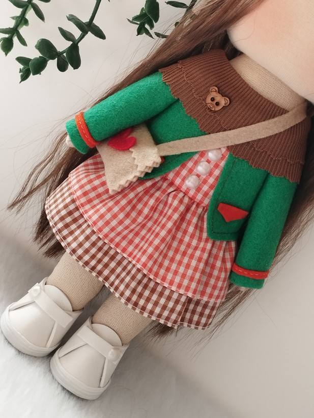 عروسک روسی دخترانه30سانتی سرچرخشی مدل ست نارنجی و سبز(ارسال رایگان)🍂🍁🌻