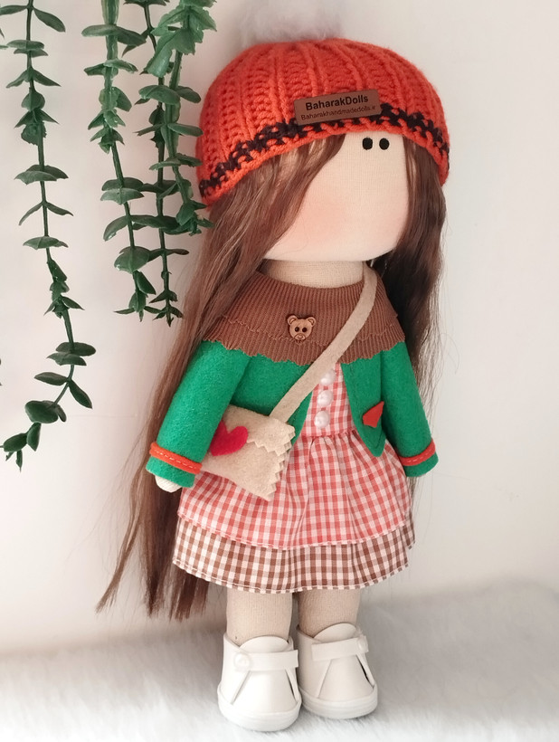 عروسک روسی دخترانه30سانتی سرچرخشی مدل ست نارنجی و سبز(ارسال رایگان)🍂🍁🌻
